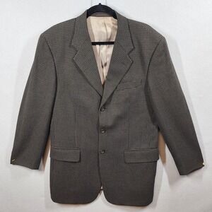 VINTAGE Tallia Uomo Blazer Mens 40 Wool Houndstooth Made‎ USA 3-Button Coat 90s